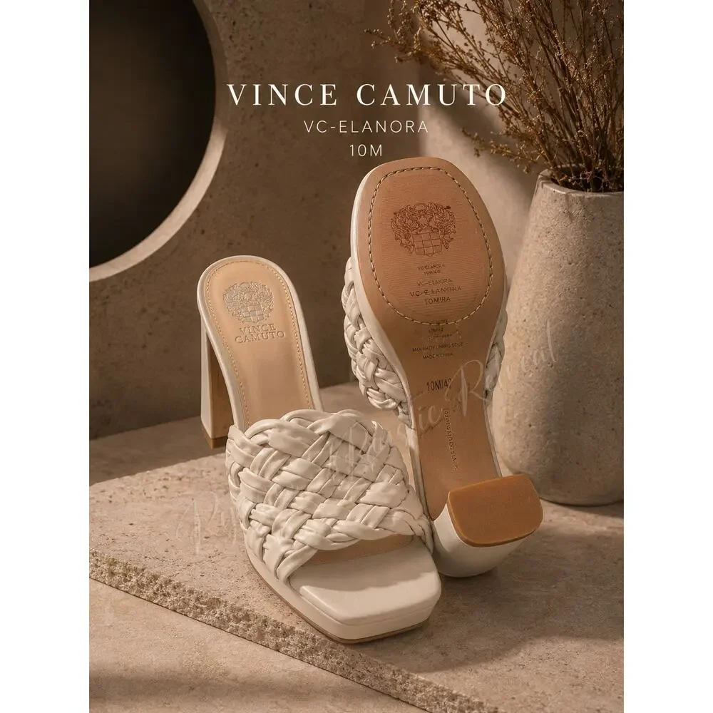 Vince Camuto - New Elanora Woven Leather Block Heel Mule Cream size 10 NWOB DK